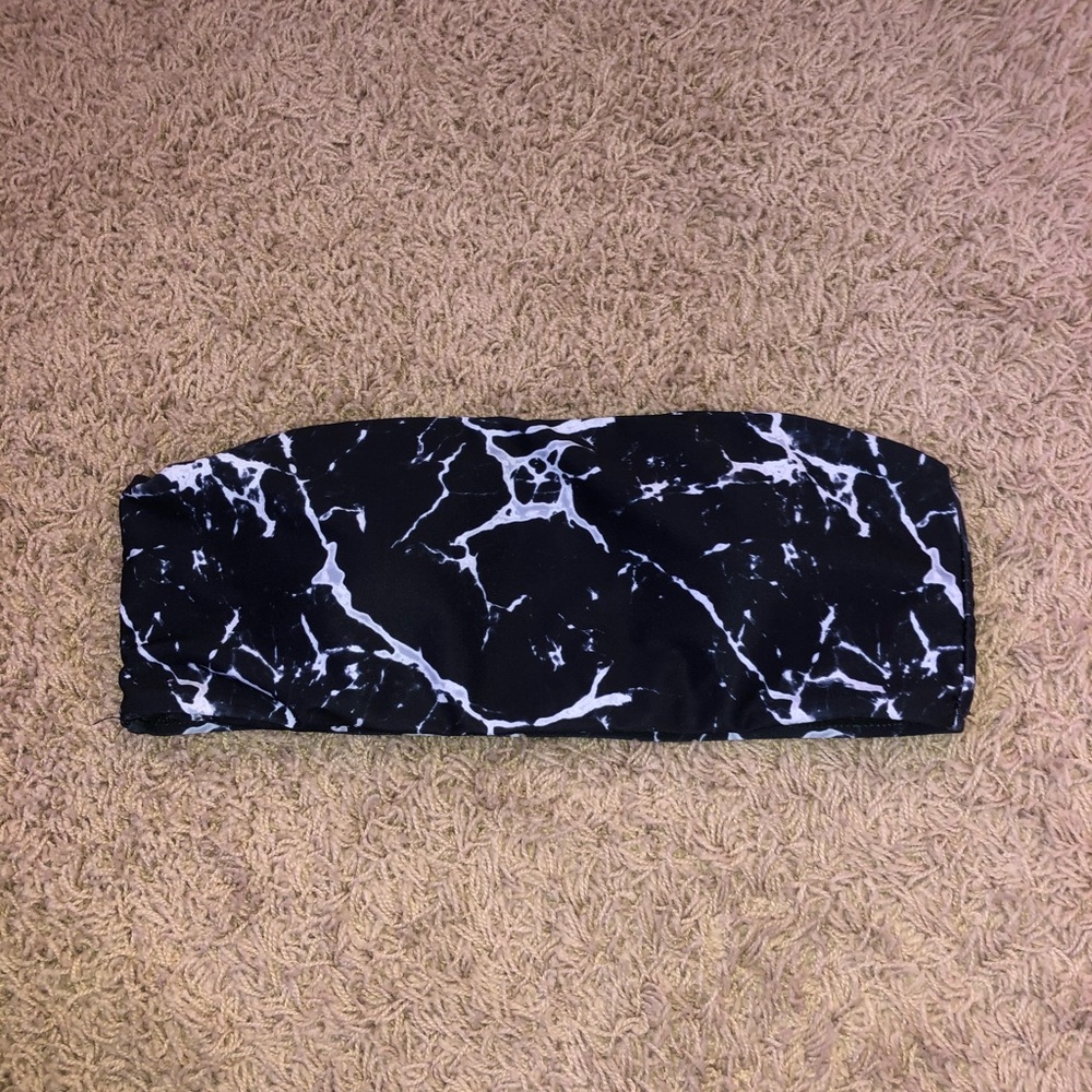 marble bandeau bikini top